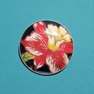 Vintage Handpainted Brooch Pendant Necklace